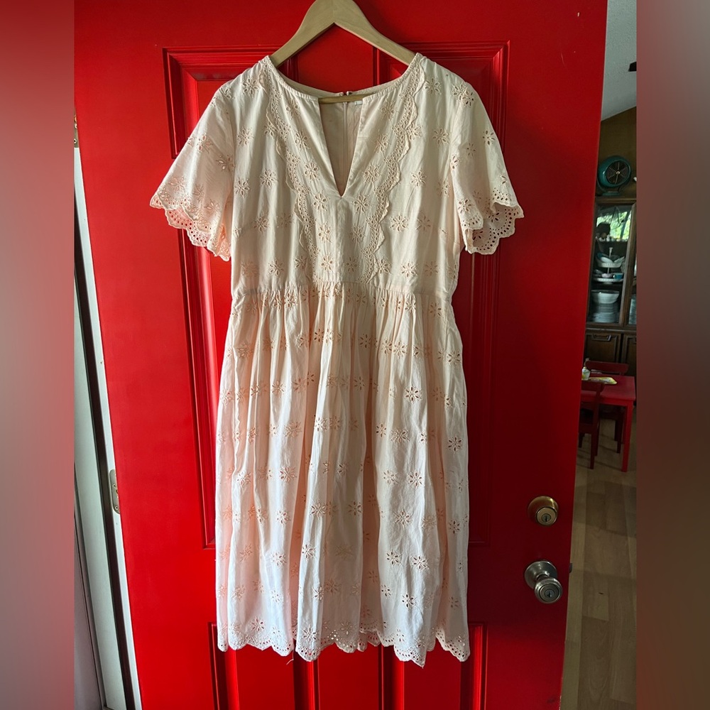 Madewell NWT pink eyelet dress size 12